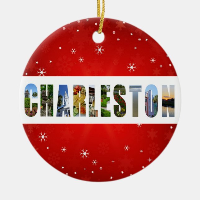 Charleston South Carolina Travel Photos Christmas Ceramic Tree Decoration (Front)