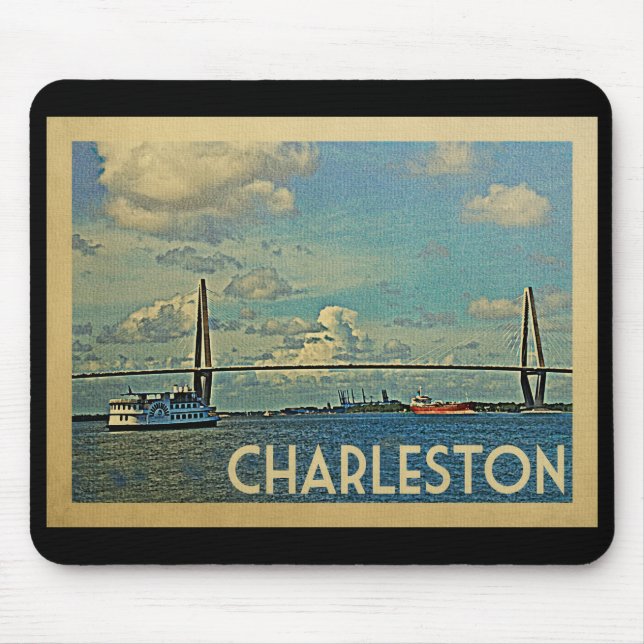 Charleston South Carolina Vintage Travel Mouse Pad (Front)