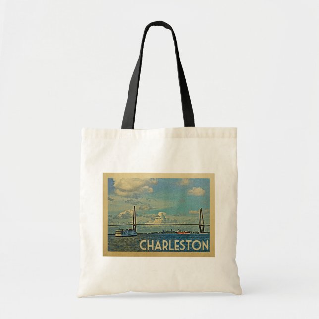 Charleston South Carolina Vintage Travel Tote Bag (Front)