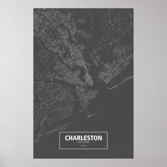 Charleston, South Carolina (white on black) Poster (Front)