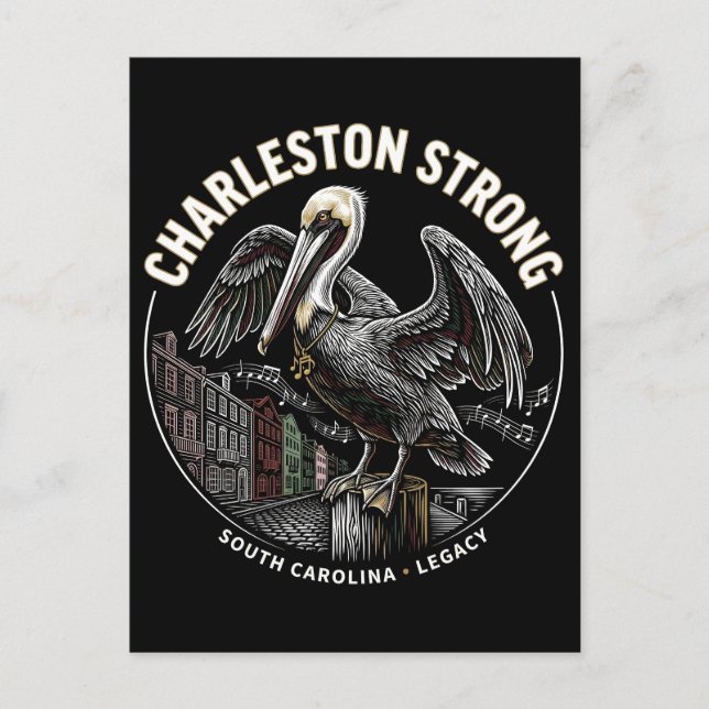 Charleston Strong Pelican Gullah Geechee Cultural  Postcard (Front)