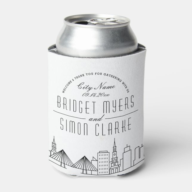 Charleston Stylised Skyline | Wedding Can Cooler (Can Front)