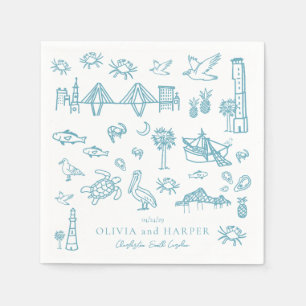 Charleston Toile in Blue Napkin