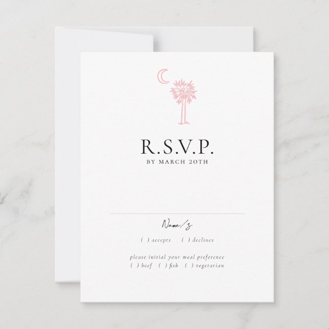 Charleston Toile in Pink Wedding Response Card (Front)
