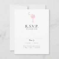 Charleston Toile in Pink Wedding Response Card