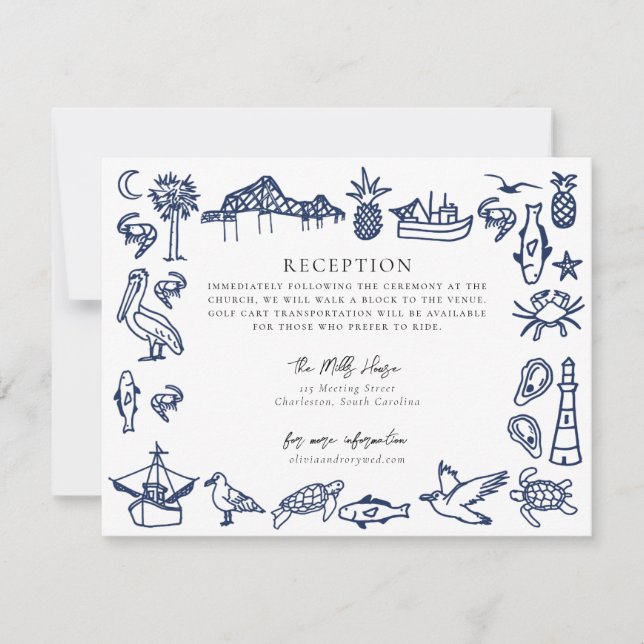 Charleston Toile Navy Blue Information Card (Front)