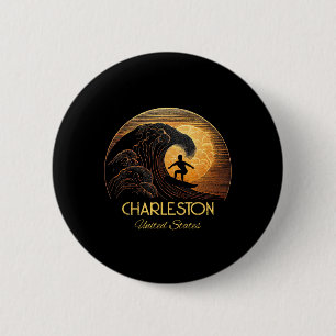 Charleston United States Surfing Surfboard 6 Cm Round Badge