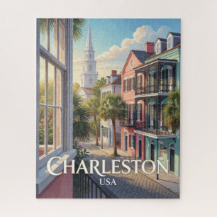 Charleston USA Rainbow Row Travel Jigsaw Puzzle