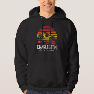 Charleston Vintage Retro Beach Palm Tree Surf Swim Hoodie