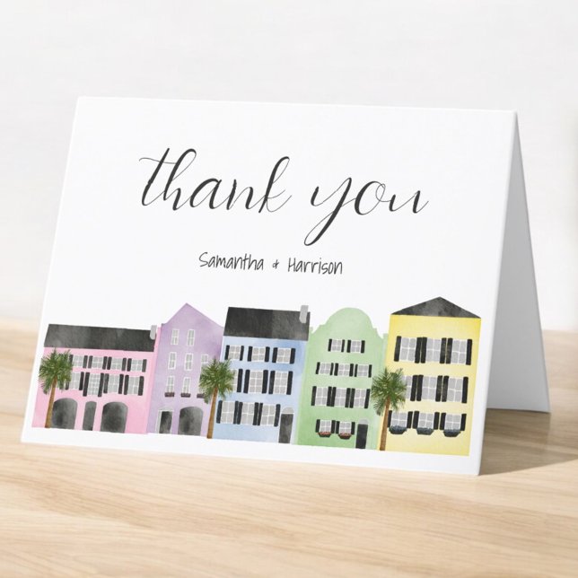 Charleston Wedding Rainbow Row Thank You Card (Creator Uploaded)