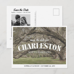 Charleston Wedding Save the Date Retro Postcard