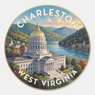 Charleston West Virginia Capitol Classic Round Sticker
