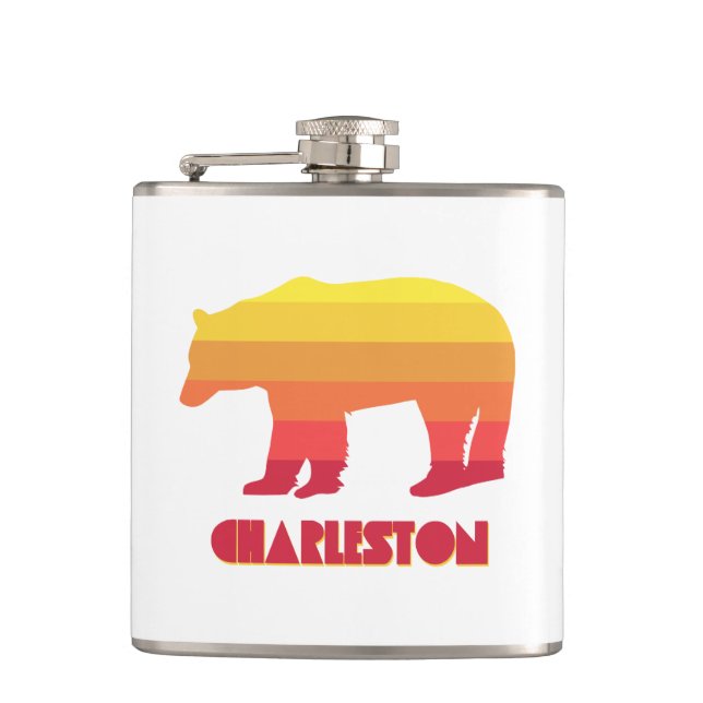 Charleston West Virginia Rainbow Bear Hip Flask (Front)
