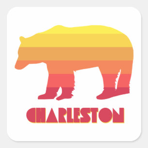 Charleston West Virginia Rainbow Bear Square Sticker