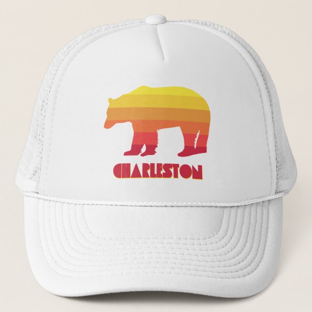Charleston West Virginia Rainbow Bear Trucker Hat (Front)