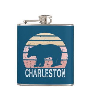 Charleston West Virginia Retro Bear Hip Flask