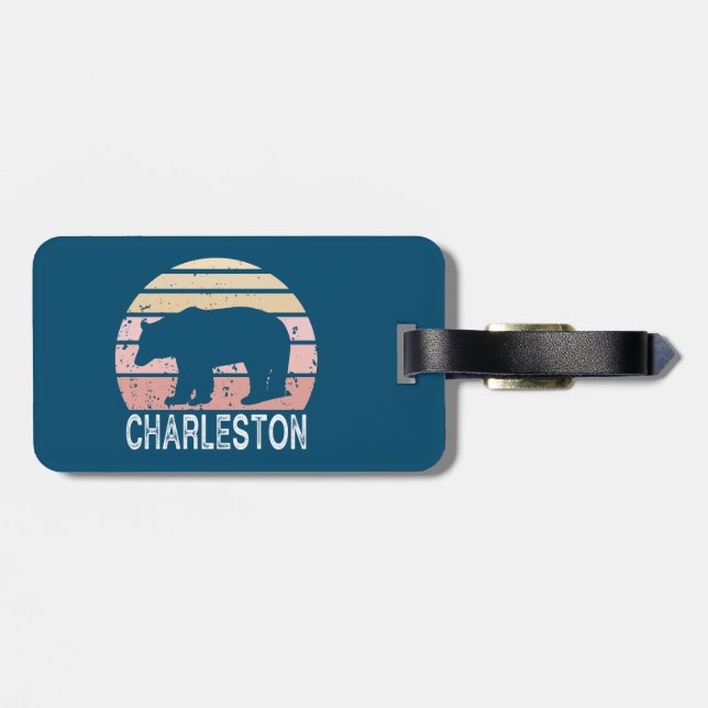 Charleston West Virginia Retro Bear Luggage Tag (Back Horizontal)