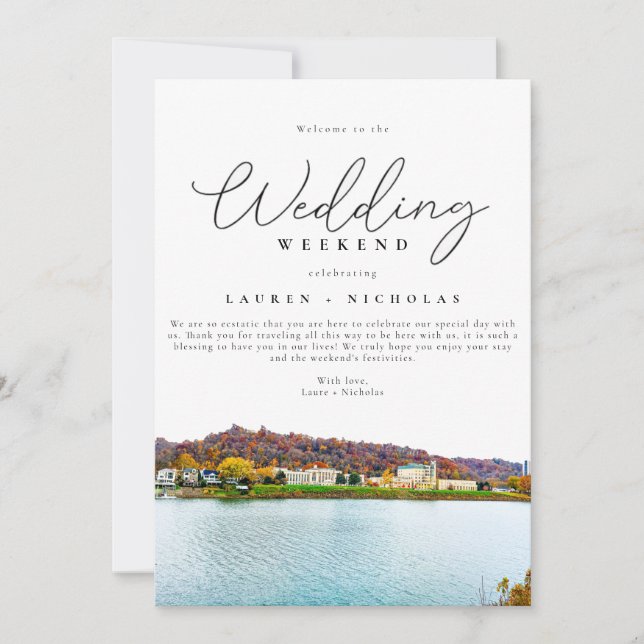Charleston West Virginia Wedding Welcome Itinerary Invitation (Front)