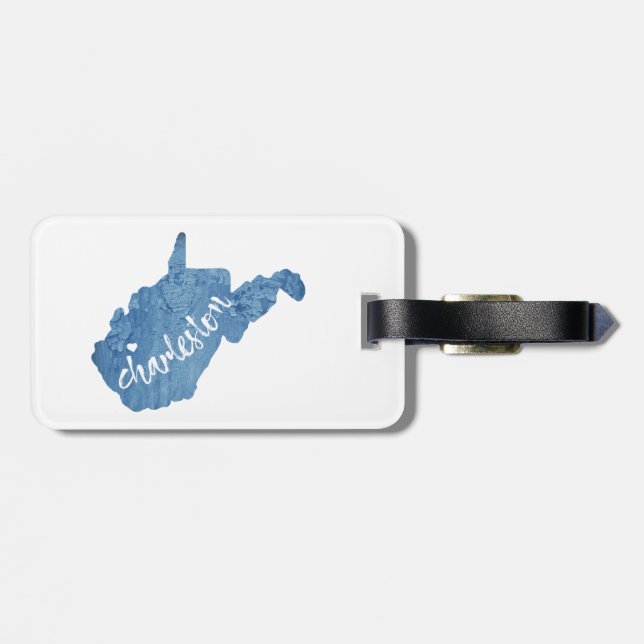 Charleston West Virginia Wood Grain Luggage Tag (Back Horizontal)