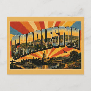 Charleston WV Capitol Kanawha River Hills Art Postcard