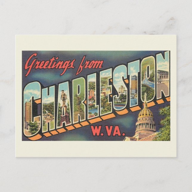 Charleston WV Large Letter Greeting Vintage Postcard (Front)