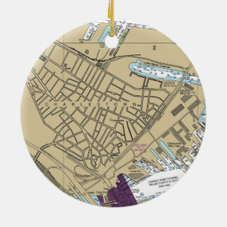 Charlestown Boston MA Chart Ceramic Tree Decoration