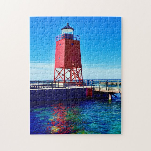 Charlevoix Lighthouse Reflections Jigsaw Puzzle (Vertical)