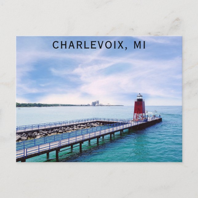 Charlevoix Michigan Lighthouse Travel Postcard (Front)