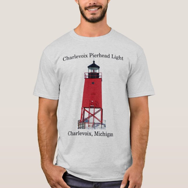 Charlevoix Pierhead Light light shirt (Front)