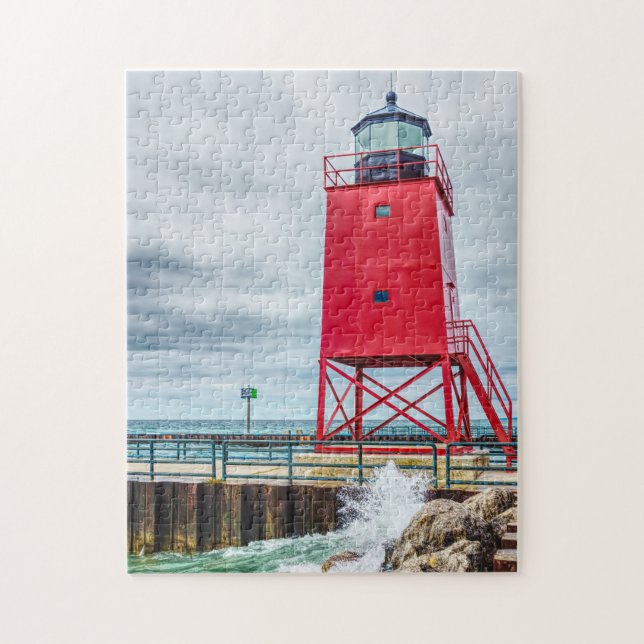 Charlevoix South Pierhead Lighthouse Jigsaw Puzzle (Vertical)
