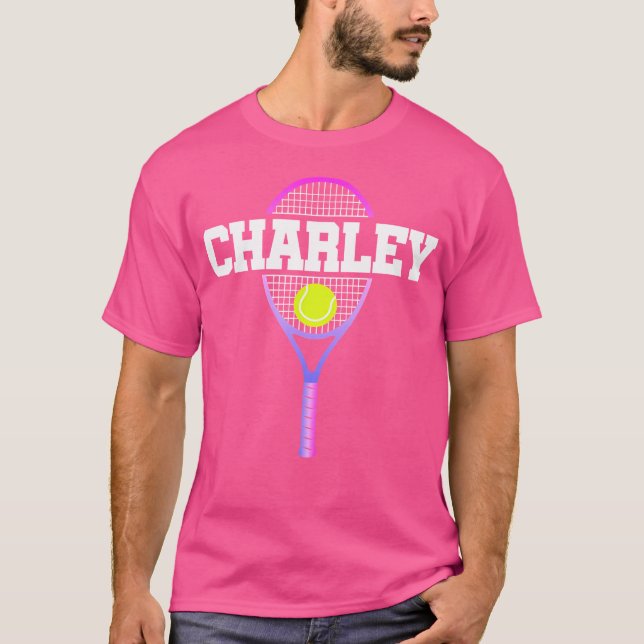 Charley Name Tennis Player Girls Ball And Racket S T-Shirt (Front)