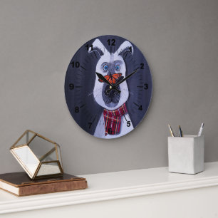 Charlie and the Monarch Painting by Alfred Fox Large Clock