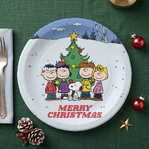 Charlie Brown and Friends Christmas Party Paper Plate