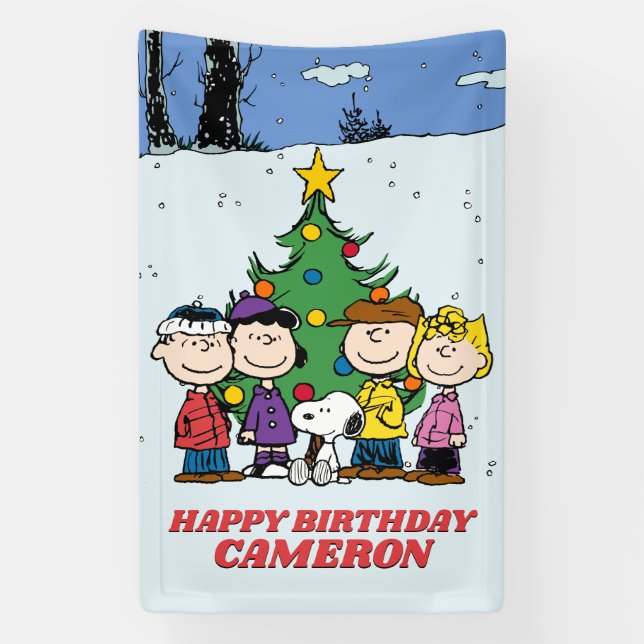 Charlie Brown and Friends Winter Birthday Banner (Vertical)