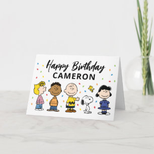 Charlie Brown and Gang Confetti Birthday Card