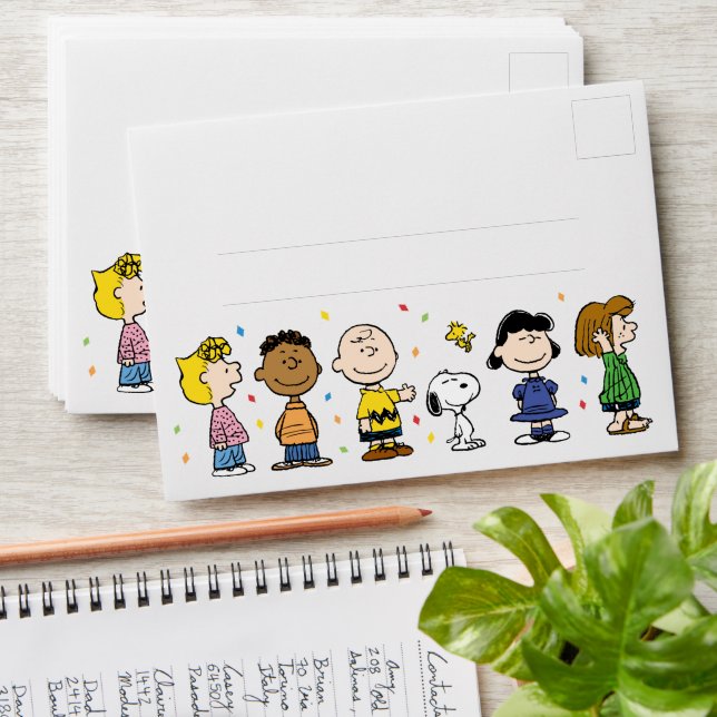 Charlie Brown and Gang Confetti Birthday Envelope (Stacked)