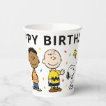 Charlie Brown and Gang Confetti Birthday Paper Cups<br><div class="desc">Bring charm and fun to your party with these Peanuts-themed paper cups featuring Charlie Brown and the gang in a vibrant confetti design. Perfect for serving drinks at a birthday celebration,  these cups add a playful and nostalgic touch that fans of all ages will love.</div>