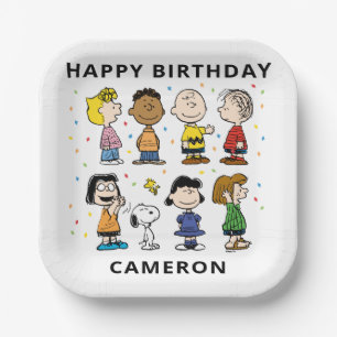 Charlie Brown and Gang Confetti Birthday Paper Plate