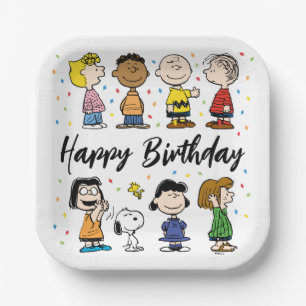 Charlie Brown and Gang Confetti Birthday Paper Plate