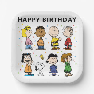 Charlie Brown and Gang Confetti Birthday Paper Plate
