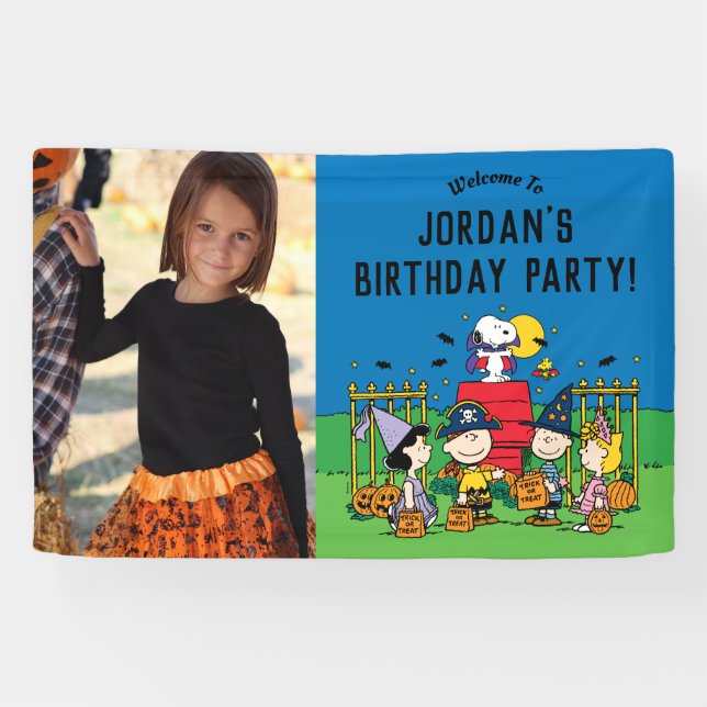 Charlie Brown and Gang Halloween Birthday Party Banner (Horizontal)