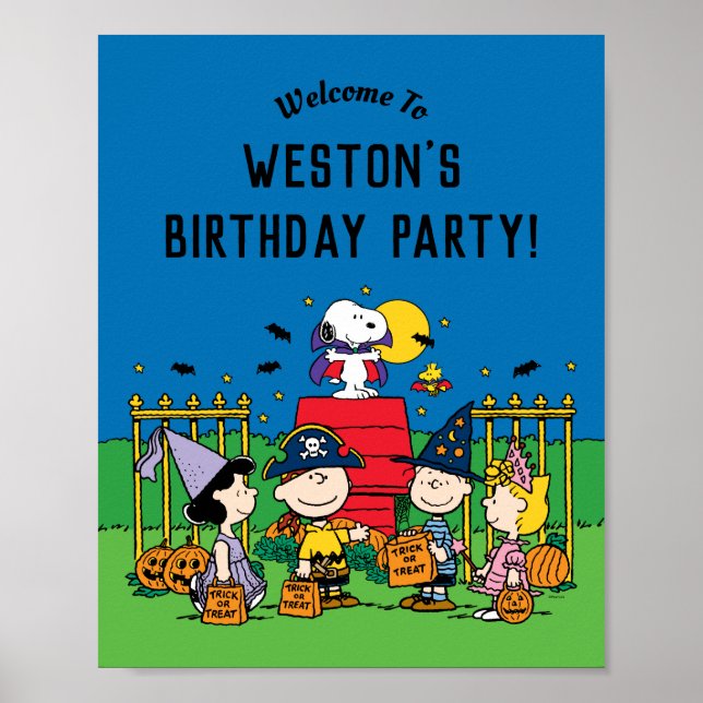 Charlie Brown and Gang Halloween Birthday Party Poster (Front)