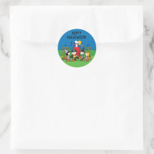 Charlie Brown and Gang Halloween Classic Round Sticker
