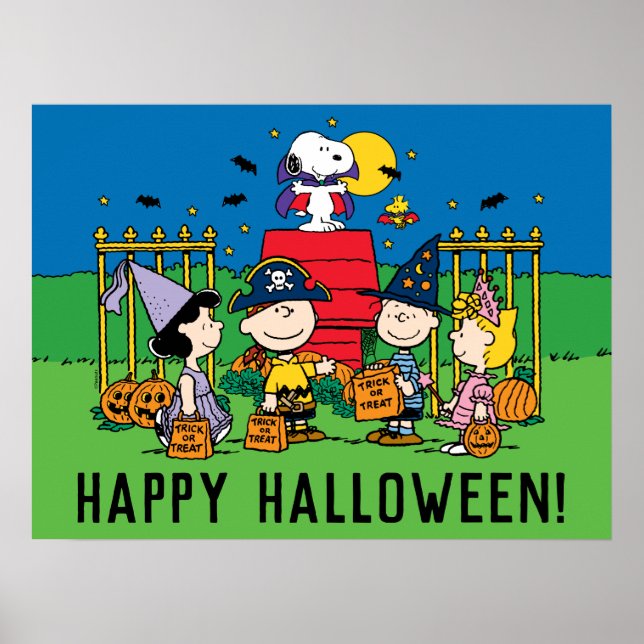 Charlie Brown and Gang Halloween Party Poster (Front)