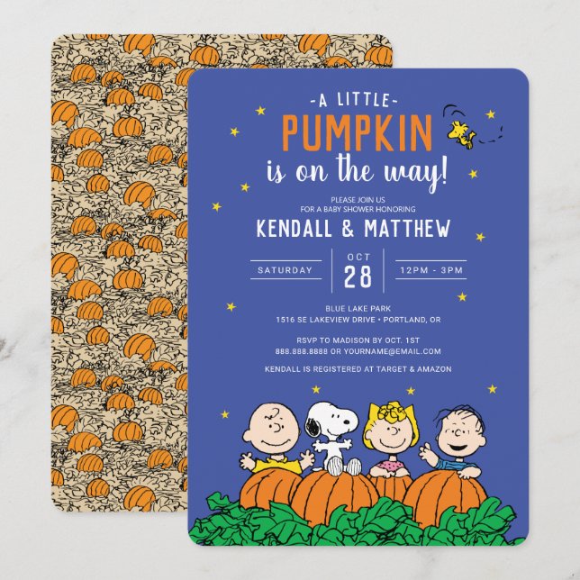 Charlie Brown and Gang Pumpkin Baby Shower Invitation (Front/Back)