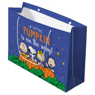 Charlie Brown and Gang Pumpkin Baby Shower Large Gift Bag