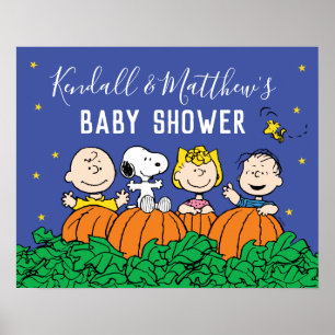Charlie Brown and Gang Pumpkin Baby Shower Poster