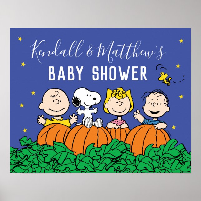 Charlie Brown and Gang Pumpkin Baby Shower Poster (Front)