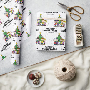 Charlie Brown & Friends Christmas   Add Your Name Wrapping Paper