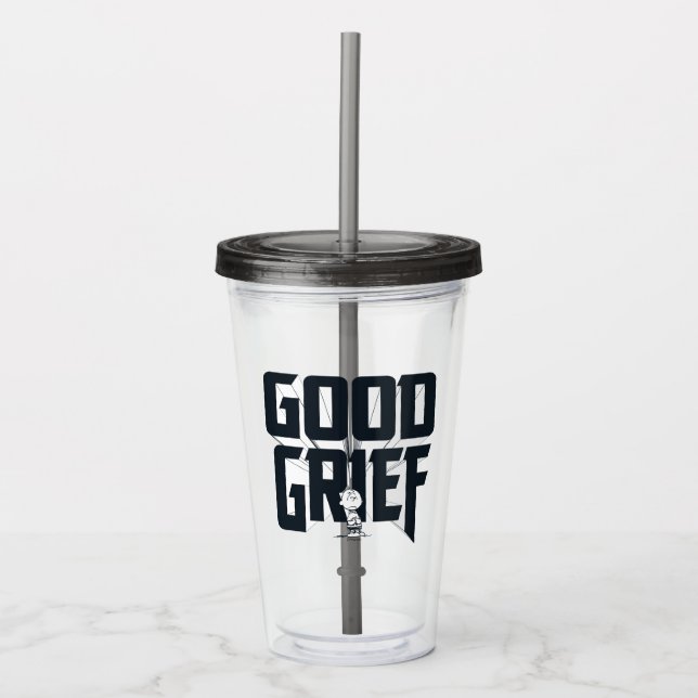 Charlie Brown "Good Grief" Rock Band Tee Graphic Acrylic Tumbler (Front)